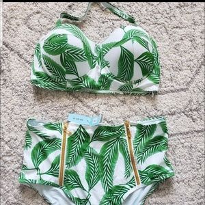 Palm print bathing suit